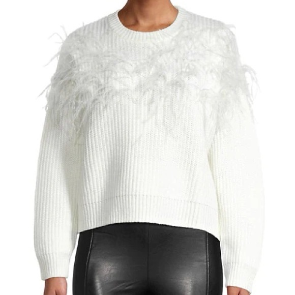 Cinq Sept Feather-Trim Sweater